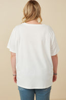 HY7029W Off White Plus French Terry Groovy Verbiage Tee Side