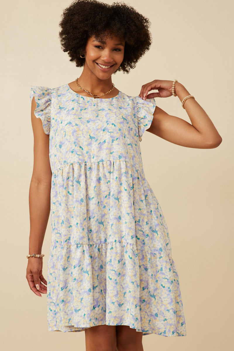 Soft Floral Ruffled Tank Dress