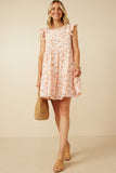 HY7098 BLUE Womens Soft Floral Ruffled Tank Dress Front