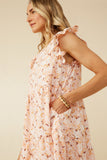 HY7098W BLUE Plus Soft Floral Ruffled Tank Dress Front