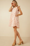 HY7098 Light Pink Womens Soft Floral Ruffled Tank Dress Back