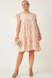 HY7098 BLUE Womens Soft Floral Ruffled Tank Dress Full Body