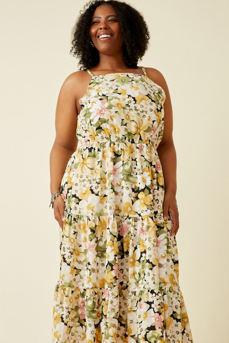 Womens Floral Tiered Dress
