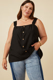 Button Detail Ruffle Strap Tank
