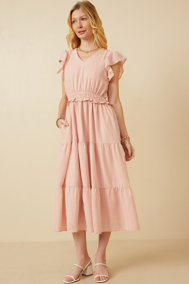 Mini Checkered Ruffle Detail Dress