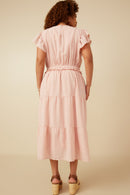 HY7157 Blush Womens Mini Checkered Ruffle Detail Dress Side