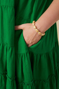 HY7188W Green Plus Tiered Ruffle Seamed Cami Dress Full Body