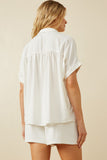 HY7189W Off White Plus Short Sleeve Collared Dolman Top Gif