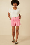 Pleated Detail Button Front Shorts