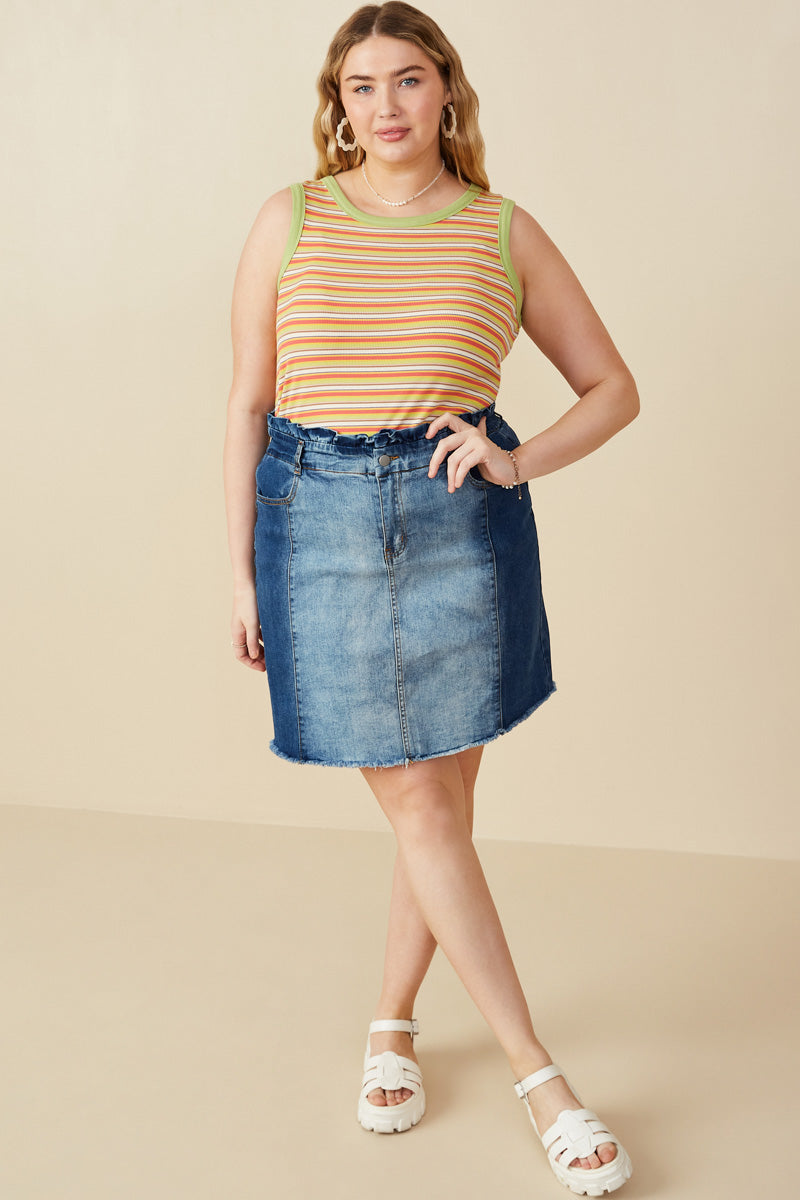Womens Paperbag Waist Washed Denim Skirt | Boho Inspired Inclusive