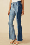 HY7234 Denim Womens Fray Detailed Two Tone Flare Jeans Gif