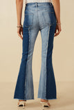 HY7234 Denim Womens Fray Detailed Two Tone Flare Jeans Front 2