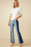 HY7234 Denim Womens Fray Detailed Two Tone Flare Jeans Back