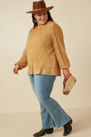 HY7244 Mustard Womens Pleated Ditsy Floral Smock Detail Top Back