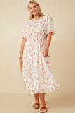 Tie Neck Floral Puff Sleeve Dress