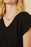 HY7264 Black Womens Exaggerated Ruffle Textured Knit Tank Detail