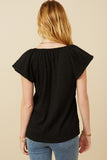HY7264 Black Womens Exaggerated Ruffle Textured Knit Tank Back