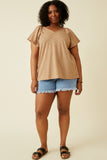HY7264 Black Womens Exaggerated Ruffle Textured Knit Tank Side