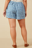 HY7280 Blue Womens Floral Printed Distressed Denim Shorts Gif