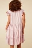 HY7296 Blush Womens Ruffled Button Down Tiered Tank Dress Full Body