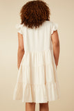 HY7296 Ivory Womens Ruffled Button Down Tiered Tank Dress Side
