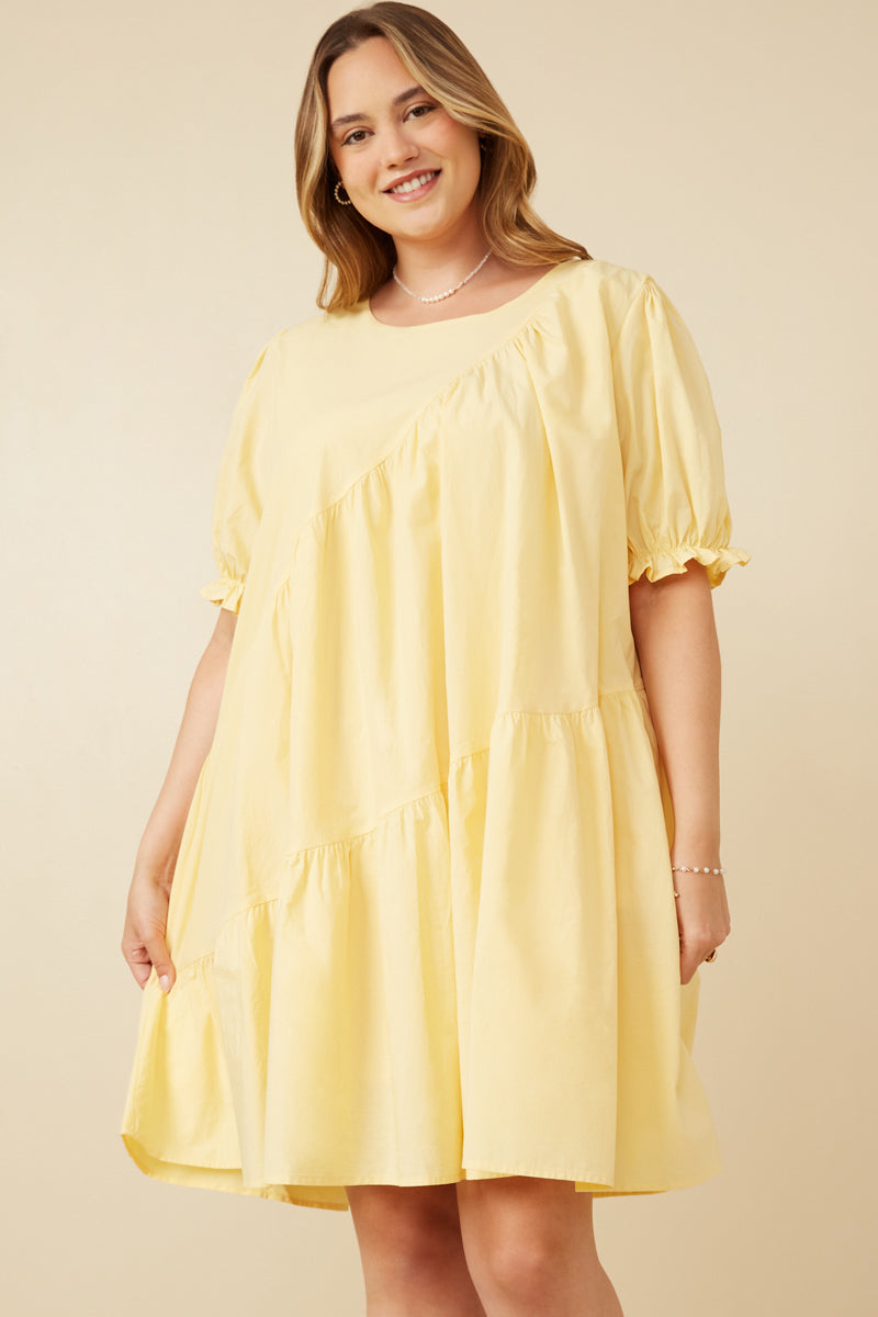 Womens Asymmetric Cinched Poplin Dress | Boho Inspired Inclusive Outfits Lemon / 2XL Lemon *Women's Dresses Casual Dresses Hayden Los Angeles Womens Asymmetric Cinched Poplin Dress | Boho Inspired Inclusive Outfits Lemon / 2XL Lemon *Women's Dresses Casual Dresses Hayden Los Angeles