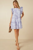 HY7313W Lavender Plus Ditsy Floral Exaggerated Ruffle Sleeve Dress Front