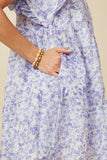 HY7313 Lavender Womens Ditsy Floral Exaggerated Ruffle Sleeve Dress Gif