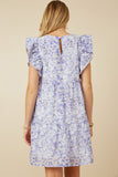 HY7313 Lavender Womens Ditsy Floral Exaggerated Ruffle Sleeve Dress Full Body