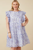Womens Ditsy Floral Exaggerated Ruffle Sleeve Dress