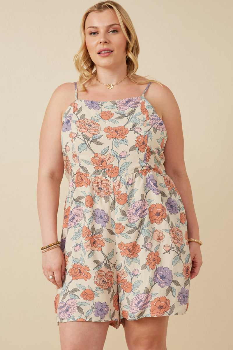 Romantic Floral Smock Back Romper