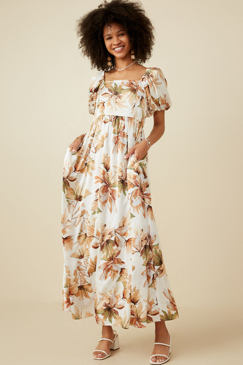cream dress boho Boho Off Shoulder Tiered Maxi Dress for Women - Cream Puff Sleeve Flowy Long Gown - Summer Beach Resort 2026