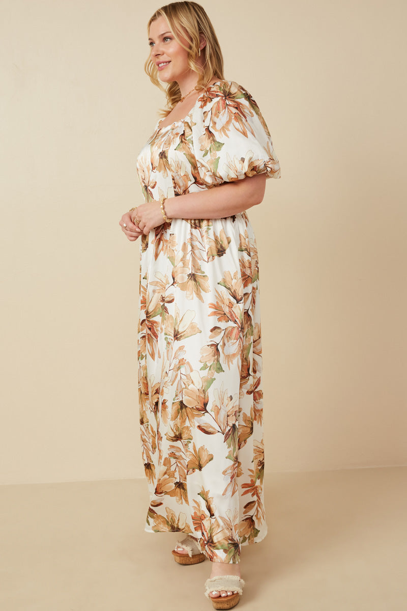 Womens Watercolor Floral Bubble Sleeve Back Dress | Boho Inspired Inclusive Outfits Cream / S Cream *Women's Dresses Casual Dresses Hayden Los Angeles Womens Watercolor Floral Bubble Sleeve Back Dress | Boho Inspired Inclusive Outfits Cream / S Cream *Women's Dresses Casual Dresses Hayden Los Angeles