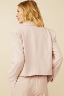 HY7379 Pink Womens One Button Cropped Blazer Back