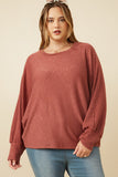 HY7400W Rust Plus Marled Rib Soft Knit Dolman Top Front