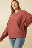 HY7400W Rust Plus Marled Rib Soft Knit Dolman Top Gif