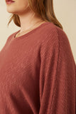 HY7400W Rust Plus Marled Rib Soft Knit Dolman Top Front 2