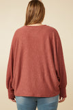 HY7400W Rust Plus Marled Rib Soft Knit Dolman Top Detail