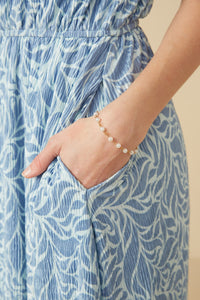 HY7420 Blue Womens Slinky Pleat Botanical Print Mini Dress Full Body