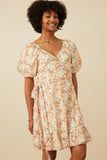 Textured Needlepoint Floral Belted Wrap Dress