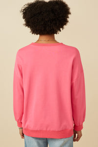 HY7428 Sage Womens Love Patched French Terry Sweatshirt Full Body