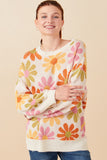 HY7433W Black Plus Retro Daisy Knit Pullover Sweater Side