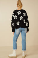 HY7434 Olive Womens Distressed Floral Patterned Cardigan Detail