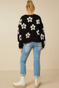 HY7434 Olive Womens Distressed Floral Patterned Cardigan Detail