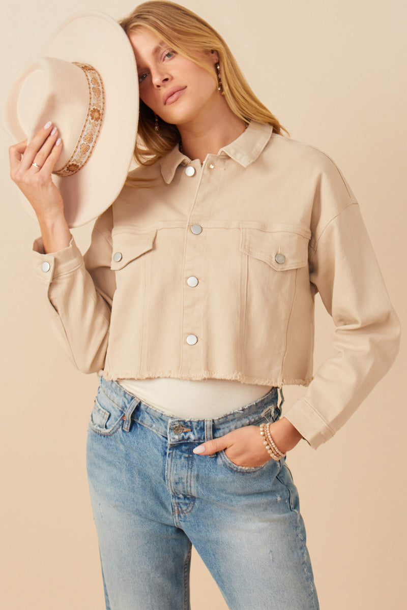 Brushed Stretch Twill Cropped Jacket