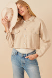 HY7510W Beige Plus Brushed Stretch Twill Cropped Jacket Pose