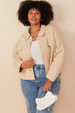 HY7510 Beige Womens Brushed Stretch Twill Cropped Jacket Front