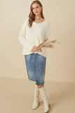 HY7522 Ivory Womens Mohair V Neck Sweater Top Gif