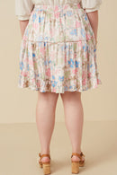 HY7576W Ivory Plus Floral Tiered Foiled Skirt Gif