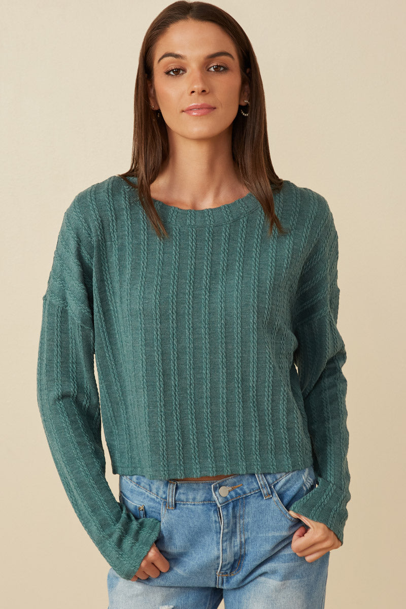 Cable Knit Banded Knit Top